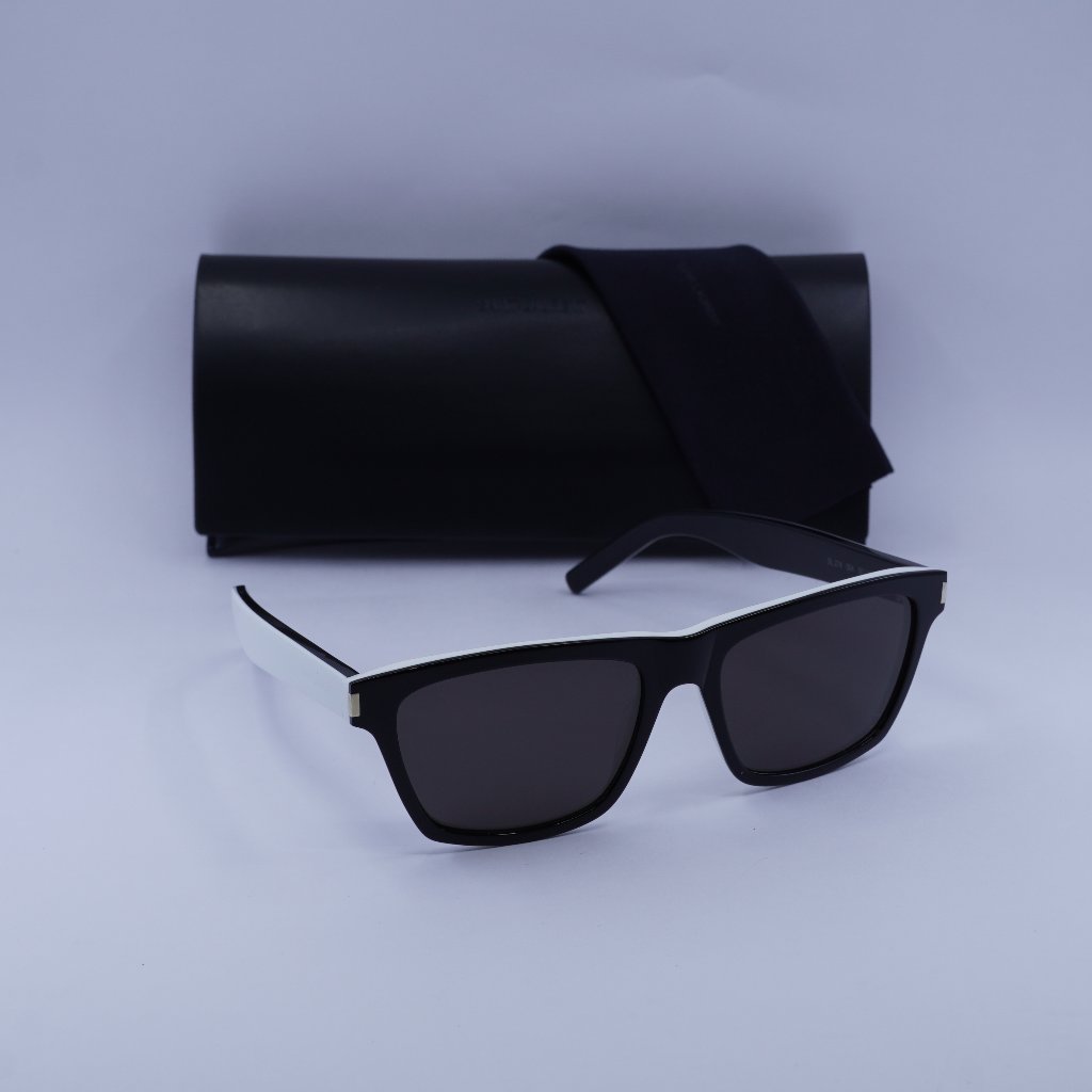 Saint Laurent Sl274 004 Rectangle Sunglasses - Black/White/Grey
